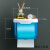 免打孔卫生间纸巾盒厕所纸盒浴室洗手间置物架卷纸抽纸创意纸巾架 单层小号透明蓝