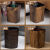 复古仿木纹垃圾桶创意客厅厨房卫生间纸篓塑料带压圈无盖大号 荐-圆形木纹(13升)+10垃圾袋