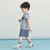JELLYBABY【POLO领条纹套装】2024年夏季新款儿童男童透气短袖短裤 灰蓝条纹 100