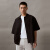 凯文克莱（Calvin Klein）CK Jeans24春夏新款男士刺绣贴袋棉亚麻混纺宽松短袖衬衫J325173 BEH-太空黑 XL