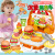 天智星琪琪和悦悦的玩具儿童男女孩煮饭做饭厨具餐具汉堡糖果烧烤售卖车 [汉堡车+披萨彩泥]54件套 (