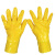 厚创 浸胶手套 工业橡胶棉毛 磨砂防水油耐酸碱全胶加厚防滑耐磨劳保胶手套 hc1137 黄色一双装