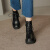 洛梦希菲（ROMOHIPH）品牌马丁靴女春秋单靴新款高跟英伦风增高显瘦粗跟短靴 黑色(加绒) 36