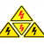电力闪电标警示牌当心触电三角设备安全有电危险PVC防水不干胶贴 厚度0.35mm无字黑色闪电 20x20cm