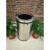 PULIJIE 不锈钢垃圾桶翻盖直投商用公共圆桶收纳桶 48*83黑色翻盖 有内桶