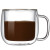 美斯尼双层玻璃咖啡杯厚耐高温透明早餐杯带盖勺家用带把水杯直饮茶杯 双圆杯 2个装