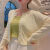 墨雨春冰丝遮阳衣女夏季薄款短款木耳边外搭时尚洋气色上衣针织开衫潮 黄色 S码建议75-95斤