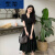 Lee NELLY23年夏季新款女装法式v领短袖减龄连衣裙显瘦仙女裙子 黑色 8970 S 80斤内穿