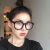 韩国黑框黑色粗框眼镜女个性复古文艺圆形平光镜女ins眼镜女 黑色 单个眼镜送镜盒+布