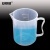 安赛瑞 塑料量杯（2个装）塑料刻度烧杯透明液体量杯 实验室大容量塑料烧杯带把手5000ml 600026