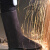 焊工牛皮护腿 电焊防烫护脚 脚盖 脚套 耐高温 耐磨 防火花飞溅 桔色筒高40CM加长款（粘贴款）