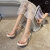 北极绒（Bejirog）凉鞋女透明高跟鞋女2024夏季新款设计感小众水晶粗跟凉拖 杏色升级版7CM 35