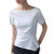 戴丽格双面丝光棉短袖T恤女夏季24新款一字肩纯棉体恤不规则下摆上衣 白色 S