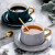 轻奢北欧陶瓷咖啡杯碟套装简约绿色小金色边创意下午茶杯 金色边单杯碟【白色】带勺