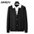 ARMRLPU2024年春秋季新款男士翻领假两件卫衣时尚加肥加大码打底衫 黑色 XL