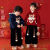 狮奥利兴红色喜庆的过年衣服 儿童男女童冬装拜年服套装2024 加厚 红色套装希 120