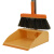 欧彤（OUTONG）TO-0268不锈钢杆塑料扫把簸箕套装 工厂车间地面清洁工具可调节 橘色款2件套