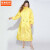京洲实邦  加长款束身秋冬风衣式连体雨衣男女雨披B K17加长款-纯黄色 M