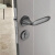 卧室磁锁具美式木灰色门把手执手分体锁室内极简房 铁灰色门锁+子母合页*2+门*1