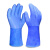 谋福 耐油耐酸碱手套 劳保防护手套 浸塑橡胶  蓝色带绒保温型 耐油手套 