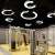 LED吊灯圆形六边形Y形人字形造型灯洗车店网吧商超舞蹈使用 空心六角形60W-直径80cm