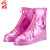 者也 防汛雨鞋套防雨鞋套男女通用防水鞋防滑雨靴套加厚底pvc透明雨鞋带拉链鞋套 粉色 L码（37-38）