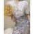 UOSU炸街两夏季蕾丝娃娃领设计感宽松短袖衬衫女套装 蕾丝花边上衣 XS 70-80