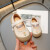 女童公主鞋2024年春季新款单鞋轮胎底儿童皮鞋刺绣小童宝宝鞋子潮 米白色 28