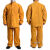 牛皮电焊工防护服烧焊工作服焊接隔热防烫保护衣黄色衣 黄色背带裤前面 XXXL