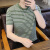 袋鼠（DaiShu）男士圆领短袖条纹t恤夏季中青年男装圆领休闲短袖棉T恤条纹衫上衣 绿色 XL码推荐135-150斤
