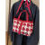 美都袋鼠今年流行包包女士2024新款格子斜挎包大容量帆布手提袋妈咪包 红色