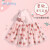 JELLYBABY女童夏款裙子2024新款舒适圆领草莓印花网纱优雅甜美公主裙 粉红1 110