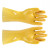 舒意 工业耐油浸塑橡胶手套 双层加厚中袖棉布水产渔业机械防水耐酸碱胶皮手套 35cm黄色5双