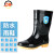 上海雨鞋耐腐蚀耐酸碱耐磨防滑防汛劳保胶鞋工业防护PVC食品加工鞋SH704 黑色黄底
