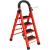 定制适用室内用的梯子可折叠靠墙楼梯稳耐阁楼专用轻铝合金结实人字梯 红色加厚四步 送工具架和备用套