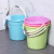 手提塑料大号水桶加厚储水用桶学生用洗澡带盖洗衣小圆桶 花纹款紫色33.5cm