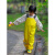 幼儿园男女儿童套装雨衣背带雨裤连体安吉游戏服两用款防水全身 901黄色(单上衣) M