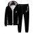 GIOCP香港潮牌男士加绒加厚运动套装冬季新款双面绒休闲装刺绣金丝绒大码两件套 黑色 XL