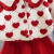 UOSU一周岁女宝宝生日礼服童装婴幼儿衣服女童套装春秋针织开衫 红色爱心针织公主两件套 80码 1岁 体重14-21斤左右穿