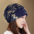 曌月女士化疗后戴的薄款帽子光头帽子夏季透气专用包头开颅蕾丝月子帽 双色绣线深蓝 均码(54-60cm有弹性)