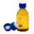 定制四氟盖 棕色流动相液相溶剂瓶液相色谱瓶50 500 1000ml蓝盖试剂瓶 3孔棕色流动液相瓶500ml