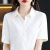皮尔卡丹（PIERRE CARDIN）夏季新款纯棉短袖衬衣韩版POLO领洋气衬衫时尚开衫女装气质女上衣 白色 M