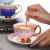 红景树 咖啡杯欧式小奢华套装英伦风创意骨瓷杯子家用优雅下午茶花茶杯 粉黛佳人一杯碟勺-礼盒装-天蓝色