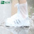 品之德 雨鞋鞋套防水防滑外穿脚套雨靴拉链水鞋套透明磨纱白色3XL