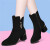 港莲娅短靴女2023冬季新款女鞋子女靴子粗跟高跟鞋中跟马丁靴皮鞋棉鞋女 黑色标准尺码1279 35