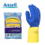安思尔 橡胶手套 蓝黄色 224X  防化耐油污 尺码：M 材质：氯丁橡胶( 起订量:48副）