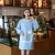 茶光（CHAGUANG）新款双层韩版时尚卡通小兔子耳朵带袖套围裙 罩衣厨房衣工作服情侣款 花香沁心咖色 长袖罩衣