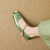 蓝马公主新中式丝绸牛皮国风单鞋子女浅口配裙子春夏水钻低跟玛丽珍凉皮鞋 绿色 39