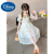 迪士尼（DISNEY）中大童连衣裙夏装娃娃领女童2024洋气公主裙儿童装时髦女孩夏季裙 米白色 120cm