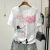 楠语秋（NANYUQIU）95棉上衣服白色短袖T恤女学生2022年夏季竹节棉修身型韩版新款i 遛狗女孩 M